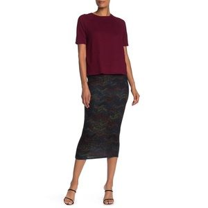 NEW Go couture zig zag print knit midi skirt M